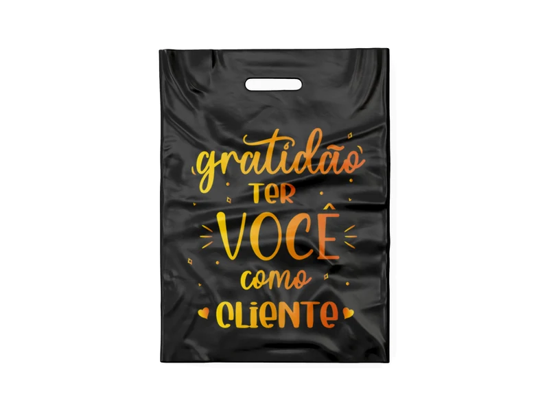 SACOLA PRETA GRATIDÃO-T (DOURADO)