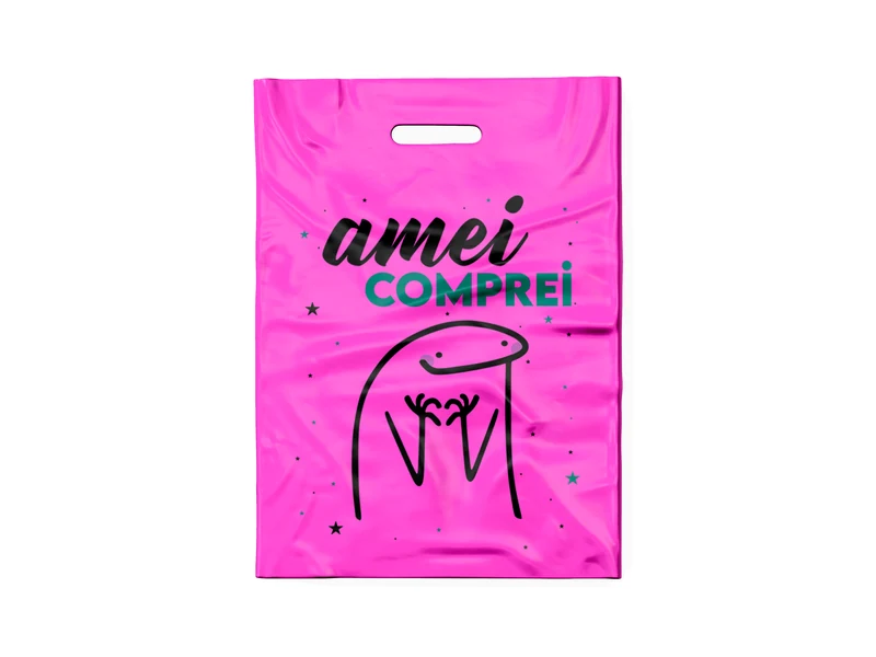SACOLA ROSA ESCURO AMEI COMPREI (PRETO/TIFFANY)