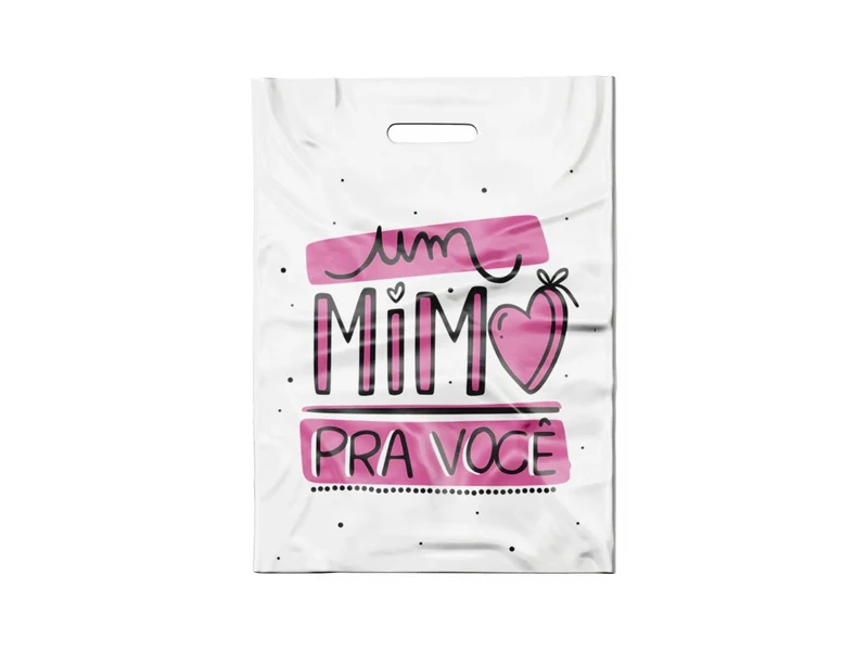 SACOLA BRANCA UM MIMO (PRETO/ROSA)
