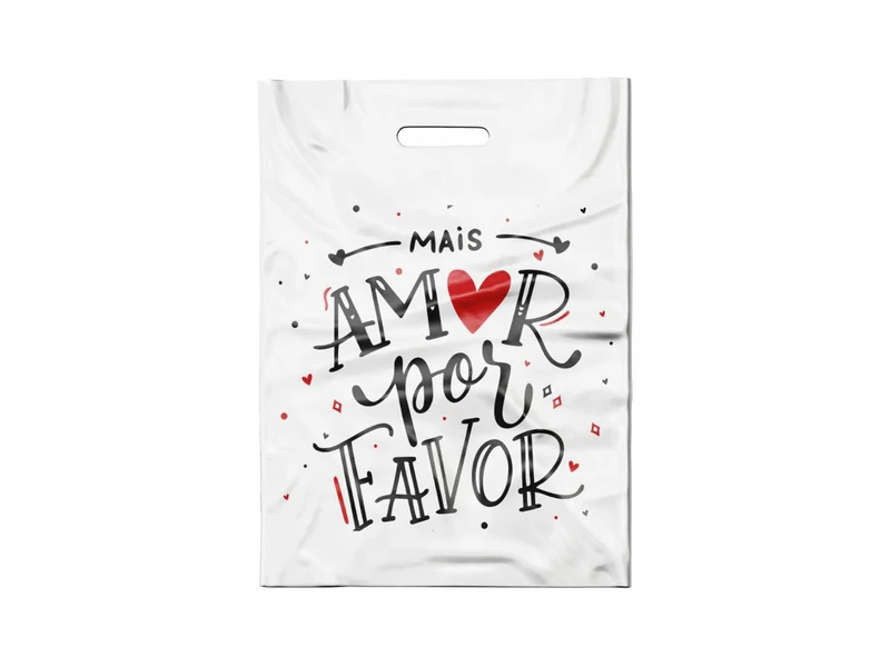 SACOLA BRANCA MAIS AMOR (PRETO/VERMELHO)