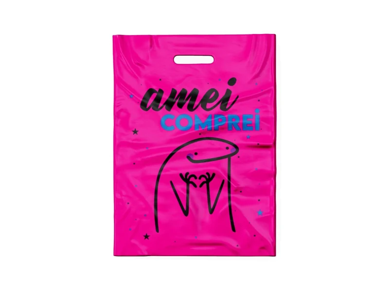 SACOLA PINK NEON AMEI COMPREI (PRETO/TIFFANY)