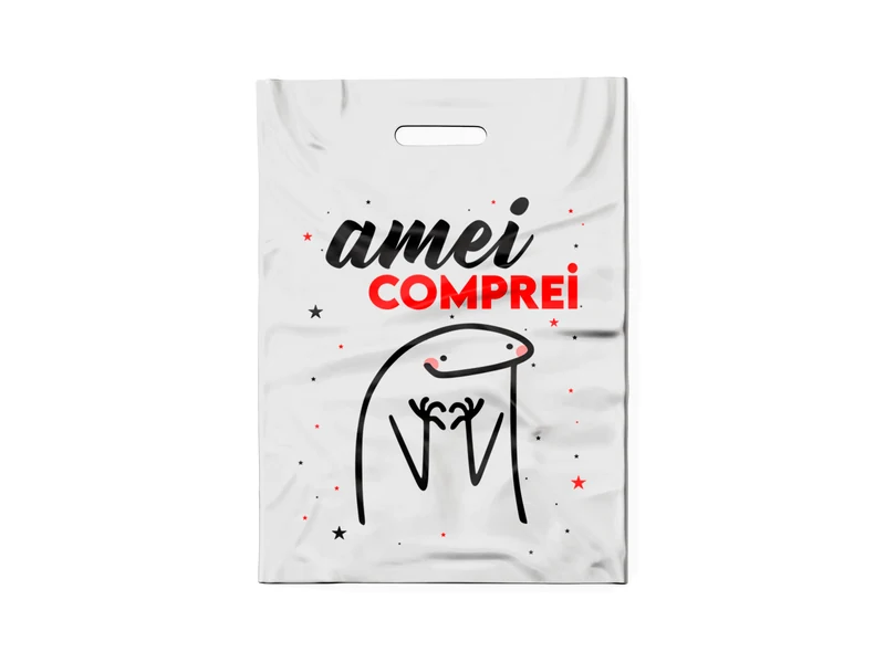 SACOLA CRISTAL AMEI COMPREI (PRETO/VERMELHO)