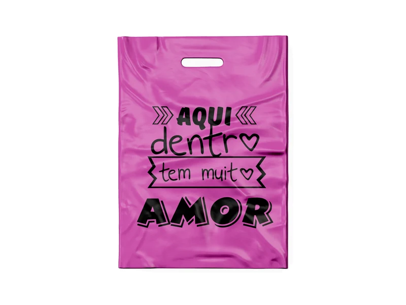 SACOLA ROSA ESCURO AQUI DENTRO (PRETO)