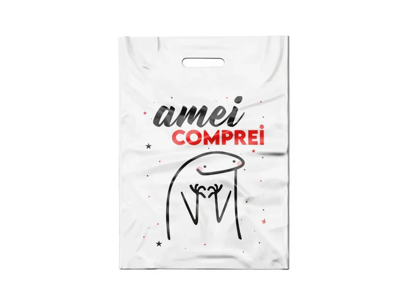 SACOLA BRANCA AMEI COMPREI (PRETO/VERMELHO)