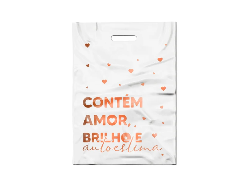 SACOLA BRANCA CONTÉM AMOR (DOURADO)