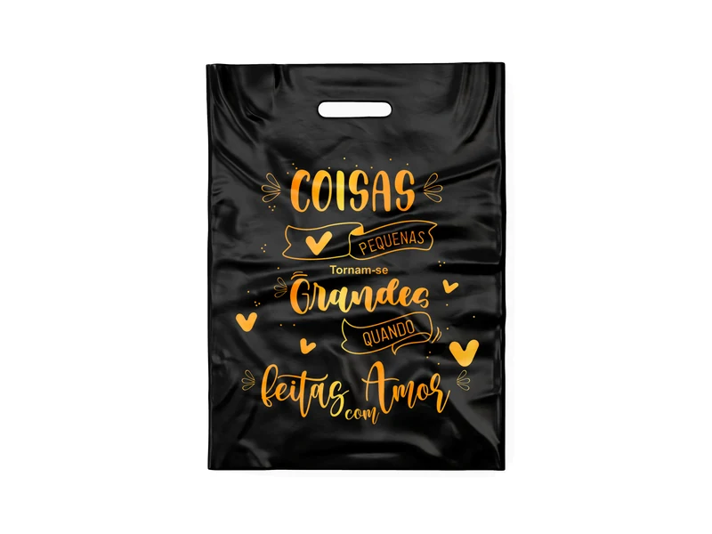 SACOLA PRETA COISAS PEQUENAS (DOURADO)