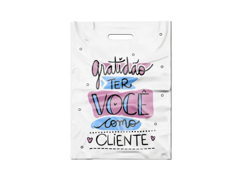 SACOLA BRANCA GRATIDÃO-N (PRETO/ROSA/TIFFANY)
